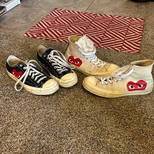 2 pairs used CDG chucks comme des garcon both size 8 men